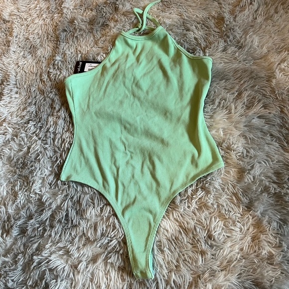 NWT NastyGal green mint halter ribbed bodysuit - Picture 1 of 3
